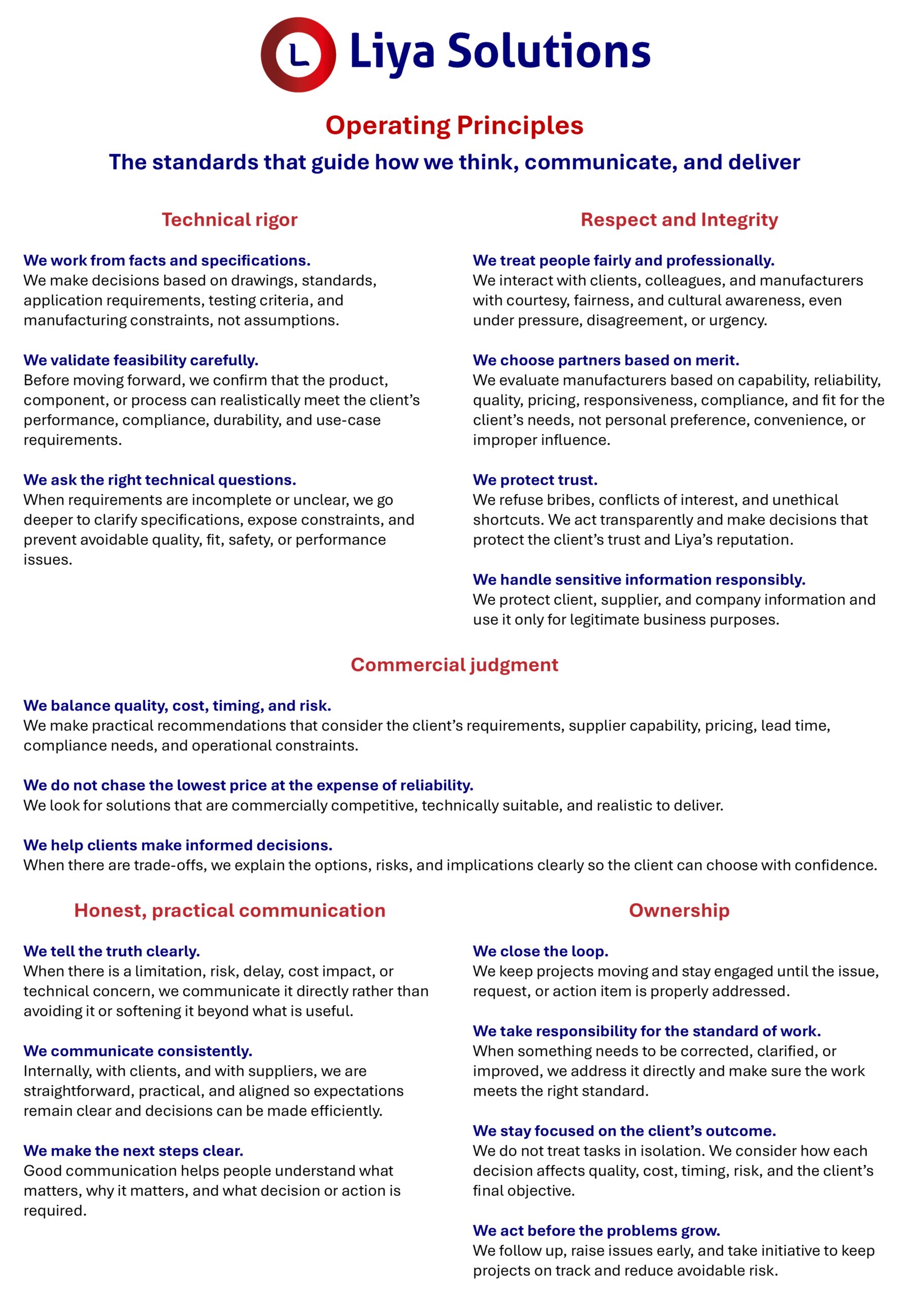 Our Operating Principles