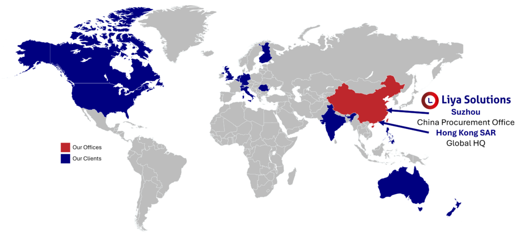 World map showing Liya Solutions' global client locations
